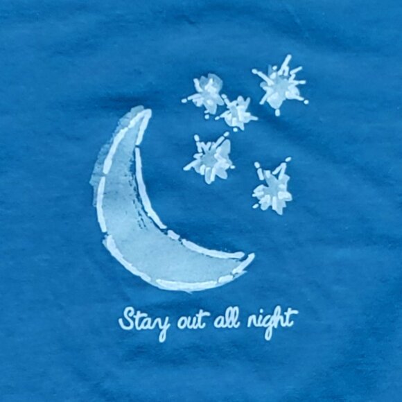 NWT Life Is Good Aqua Classic Fit Crew Neck Long Sleeve Tee Stay Out All Night M - Picture 2 of 10